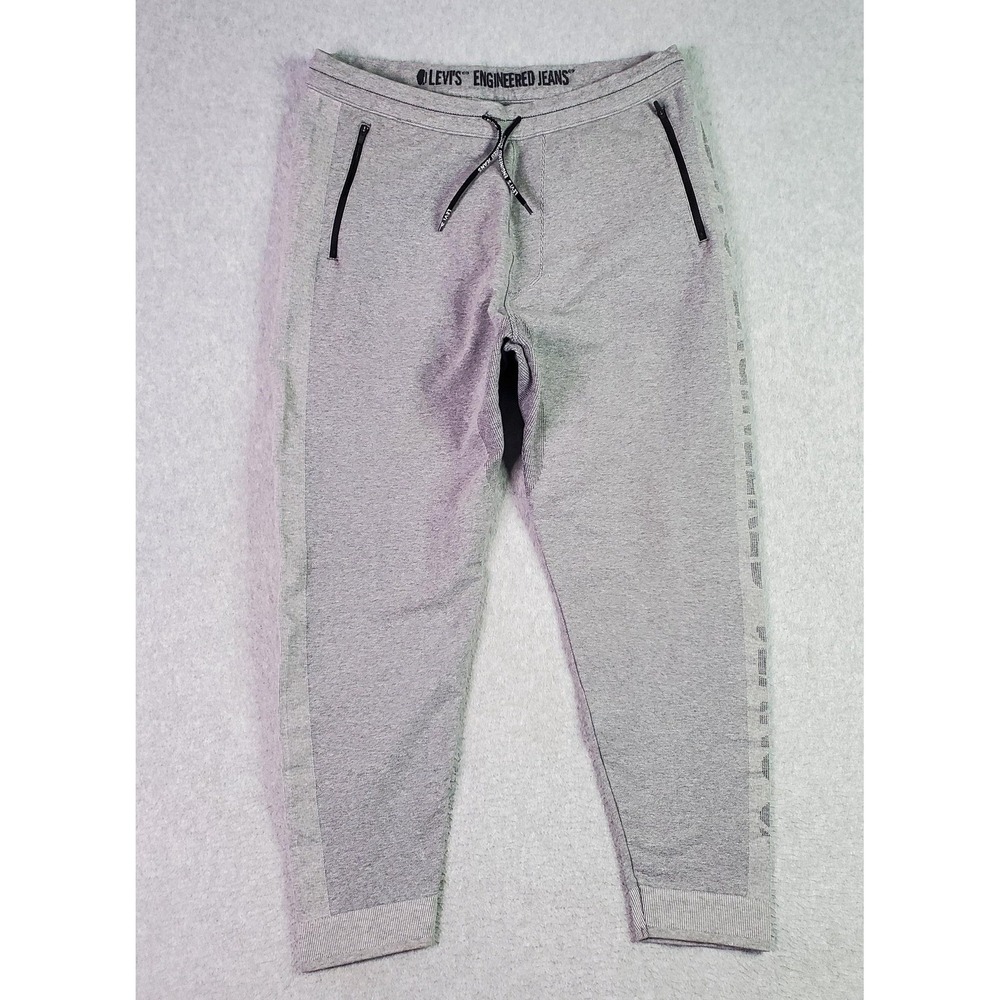 Levis Engineered Jeans Jogger Pants Mens 32X27 Gray Knit Elastic Zip Pockets Gym